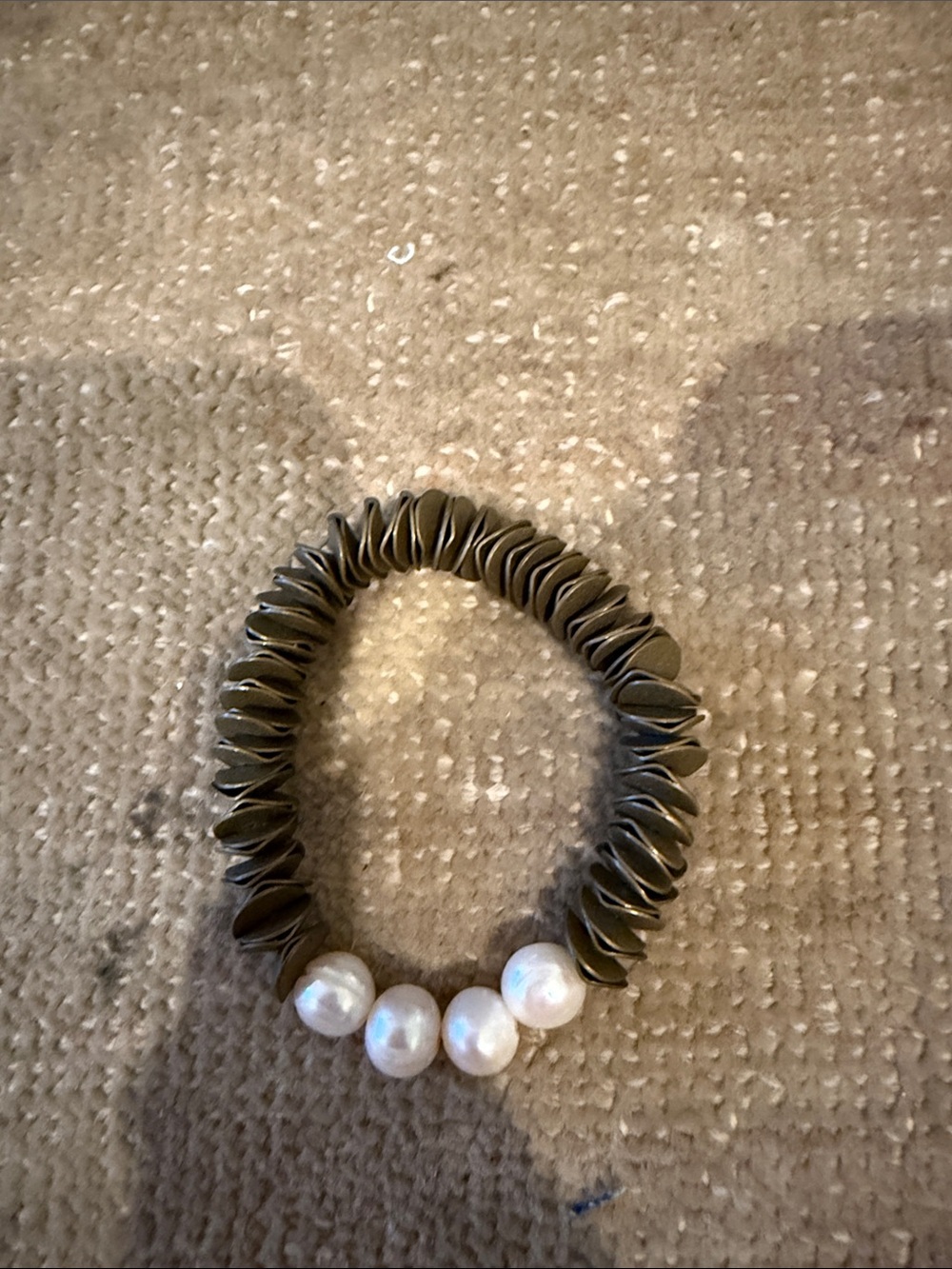 Pearl Accent Olive Bead Stretch Bracelet - Women Jewelry